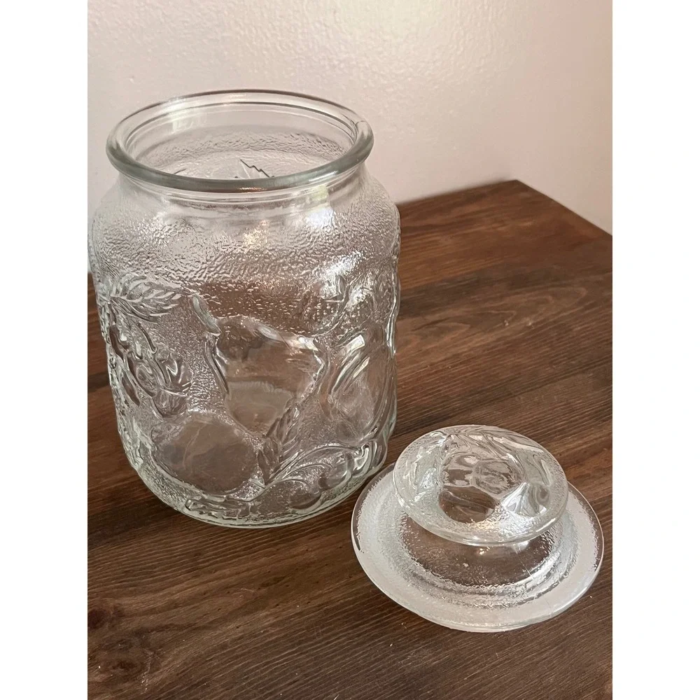 Vintage Libbey Orchard Fruit Jar Embossed w Various Fruit